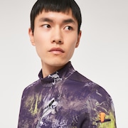 Skull Blurred Mock Shirt - Berry Print