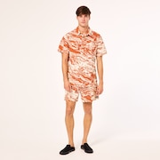 Deco Palms Rc SS Button Down - Duality Swirl White/Brown