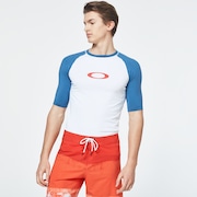 Color Block Short Sleeve Rashguard - Interstellar Blue