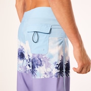 Palm Florals Rc 19” Boardshort - Stonewash Blue