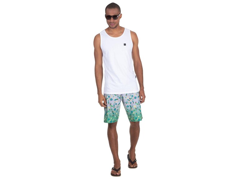 Bermuda De Água Tropical Big Pattern Boardshorts - Heather Gray