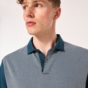 Jacquard Printed Polo - Oil Blue