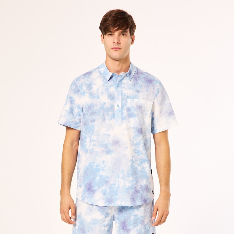Deco Palms Rc SS Button Down - Tie Dye Clouds Light Blue