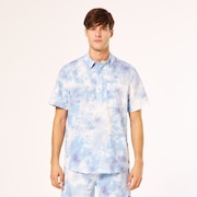 Deco Palms Rc SS Button Down - Tie Dye Clouds Light Blue