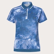 Elevate Squeeze Hem Polo - Blue Storm Print