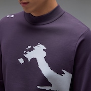 Skull Bold Sweater Mock Shirt - Rusted Purple