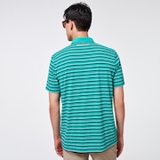 Striped Piquet Polo - Ocean Green