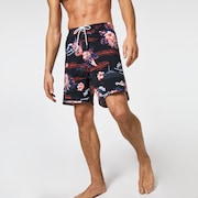 Tropical Bloom 18 Boardshort - Black Hawai