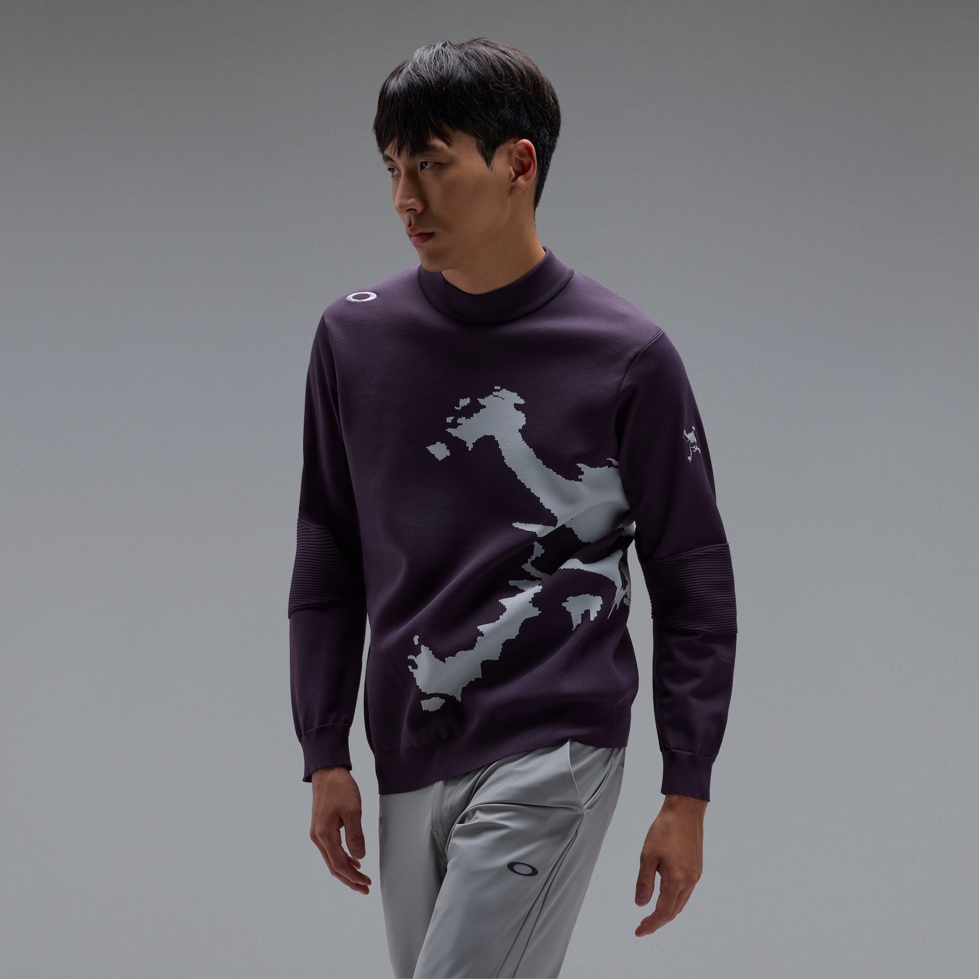 オークリー Skull Bold Sweater Mock Shirt Rusted Purple
