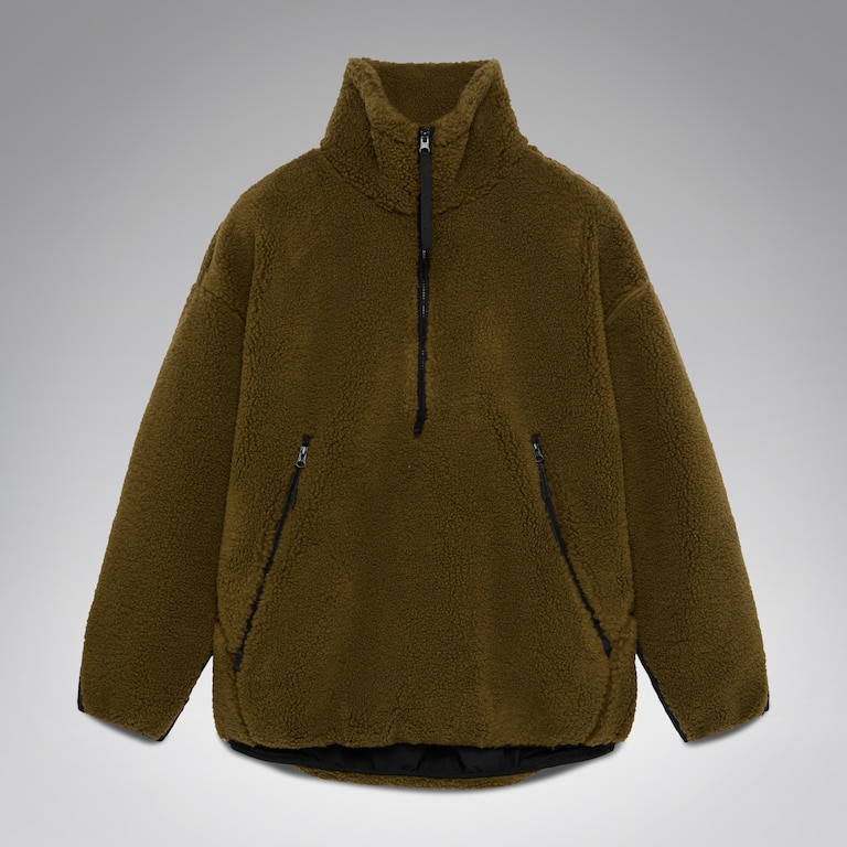 Snowdrift Qtr Zip Sherpa - Army Green