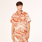 Deco Palms Rc SS Button Down - Duality Swirl White/Brown