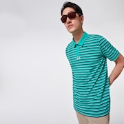 Striped Piquet Polo - Ocean Green