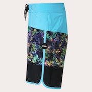 Neon Palms 19" Boardshort - Blue Palm Block Print