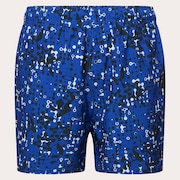 All Hibiscus 17'' Beachshort - Monog Pixels Elect Blue