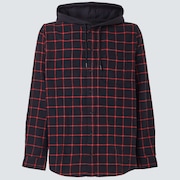 Hooded Button Down - Black/Red Check