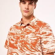 Deco Palms Rc SS Button Down - Duality Swirl White/Brown