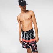 Retro Bloom 20 Boardshort - Black Hawai/Stripe