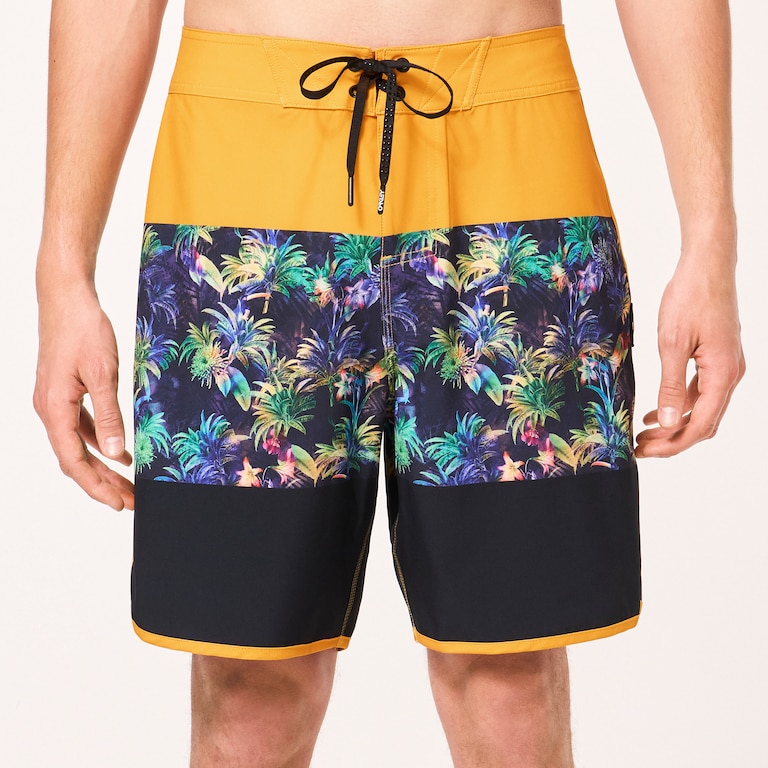Neon Palms 19" Boardshort - Yellow Palm Block Print