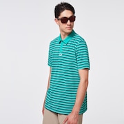 Striped Piquet Polo - Ocean Green