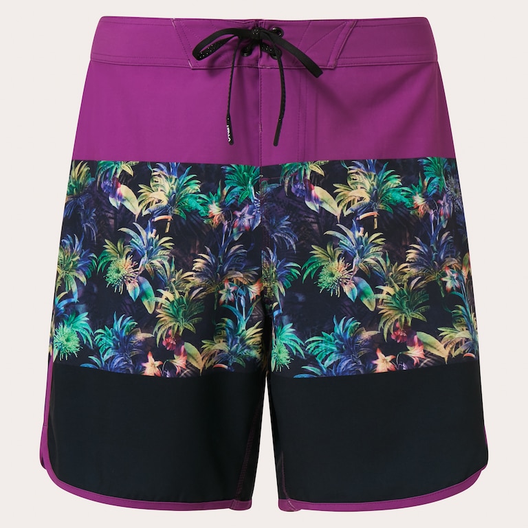 Neon Palms 19" Boardshort - Purple Palm Block Print