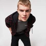 Hooded Button Down - Black/Red Check