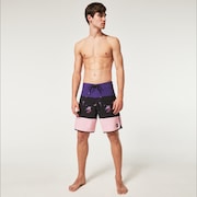 Tropics St 19"Rc Boardshort - Palms Stripe Black