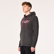 Teddy Full Zip Hoodie - Dark Gray Heather/American Flag
