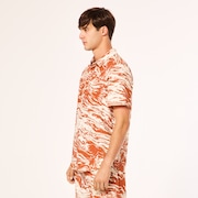 Deco Palms Rc SS Button Down - Duality Swirl White/Brown