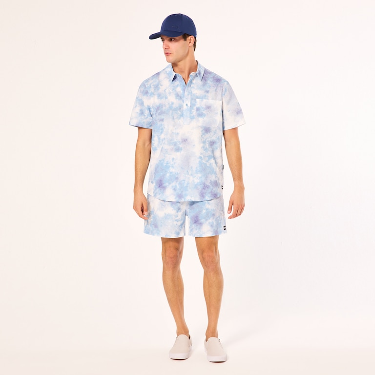 Deco Palms Rc SS Button Down - Tie Dye Clouds Light Blue