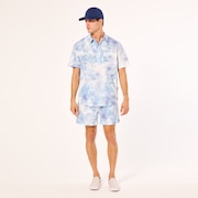 Deco Palms Rc SS Button Down - Tie Dye Clouds Light Blue