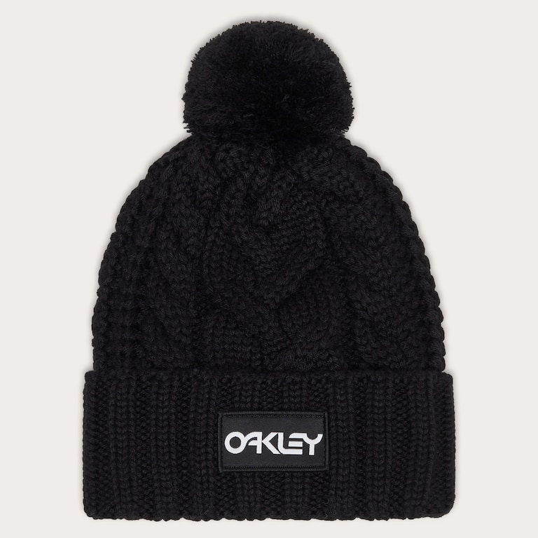 Harper Pom Beanie - Black/White Logo