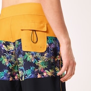 Neon Palms 19" Boardshort - Yellow Palm Block Print