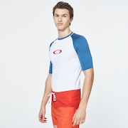 Color Block Short Sleeve Rashguard - Interstellar Blue