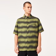 All Day  Rc Shirt - Distorted Stripes Green