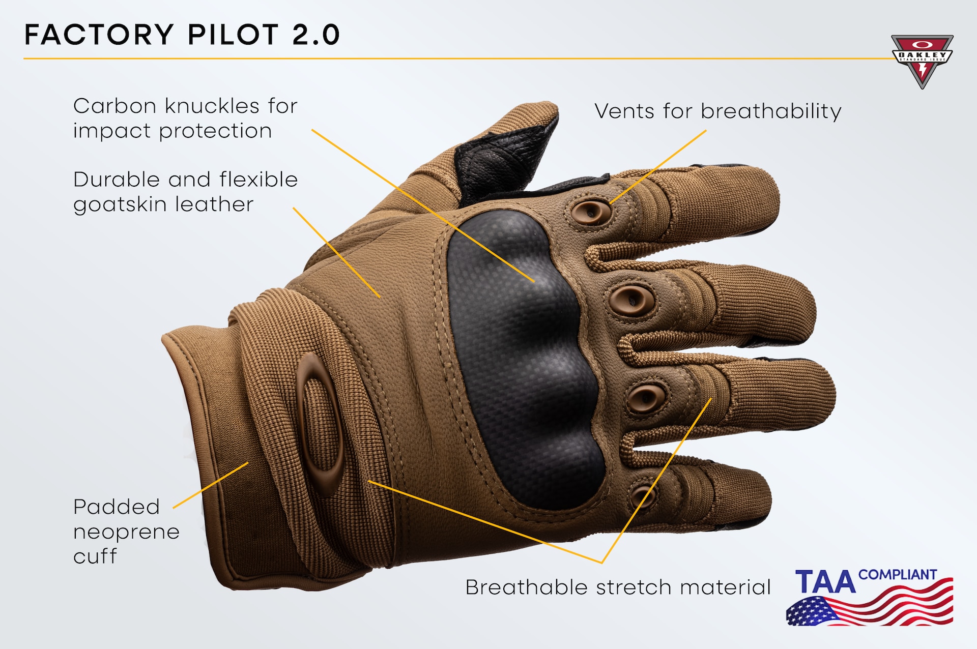 Oakley Factory Pilot 2.0 Glove TAA Compliant in Coyote | Oakley® US