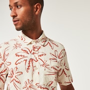Deco Palms Rc SS Button Down - Three Lines Palms Arctic