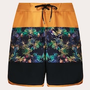 Neon Palms 19" Boardshort - Yellow Palm Block Print