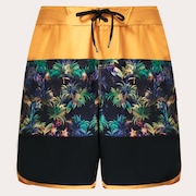 Neon Palms 19" Boardshort - Yellow Palm Block Print