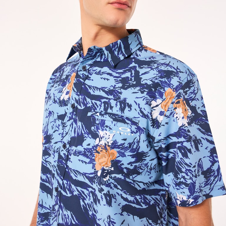 All Day  Rc Shirt - Tiger Flowers Camo Blue