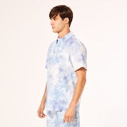 Deco Palms Rc SS Button Down - Tie Dye Clouds Light Blue
