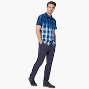 Gradient Check SS Shirt - Dark Blue