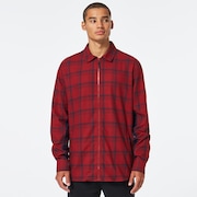 Bonfire Full Zip LS - Fathom/Iron Red Check