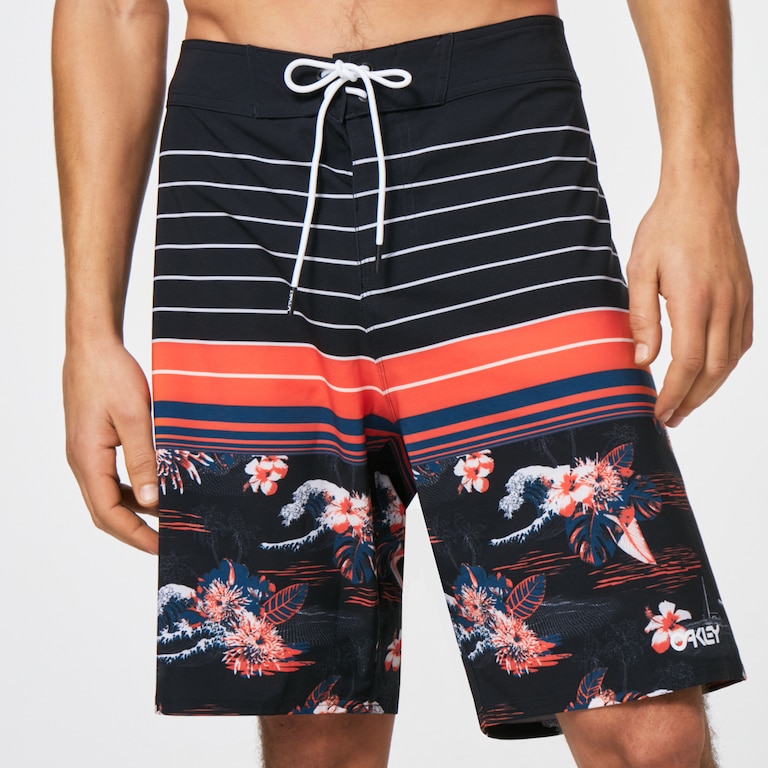 Retro Bloom 20 Boardshort - Black Hawai/Stripe