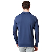Engineered Insert Long Sleeve Polo - Foggy Blue