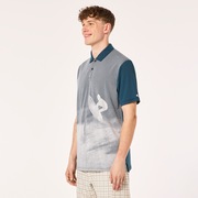Jacquard Printed Polo - Oil Blue