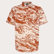 Deco Palms Rc SS Button Down - Duality Swirl White/Brown