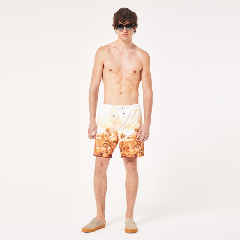 Canary Palms Rc 18" Beachshort - Palm Print Grenache