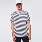 Striped Piquet Polo - Fog Gray