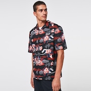 Tropic Bloom SS Button Down - Black Hawai