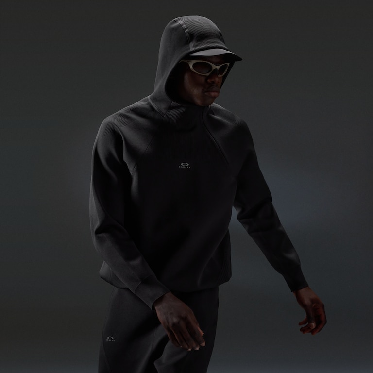 Latitude Veil Knitted Hoodie - Pitch Black